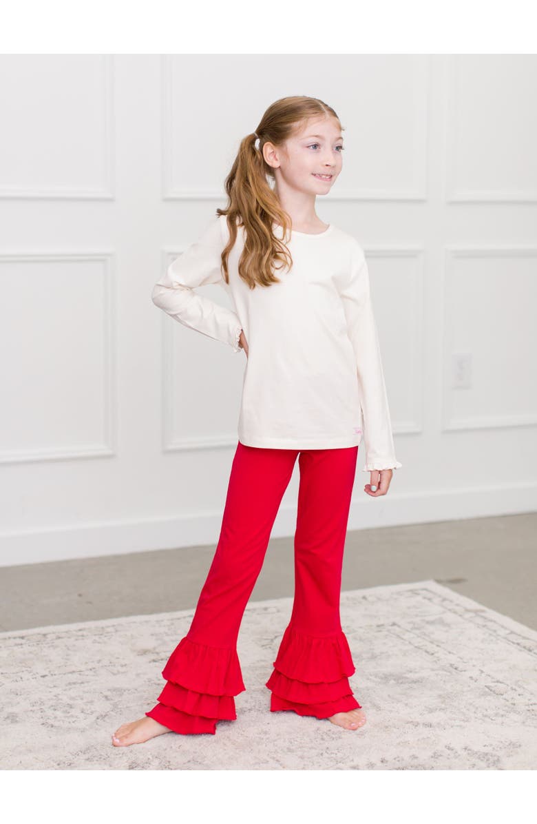 RuffleButts Ruffle Flare Pants, Alternate, color, Red