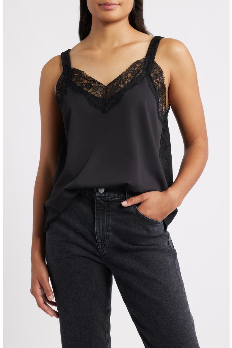 Lace Detail Camisole, Main, color, BLACK