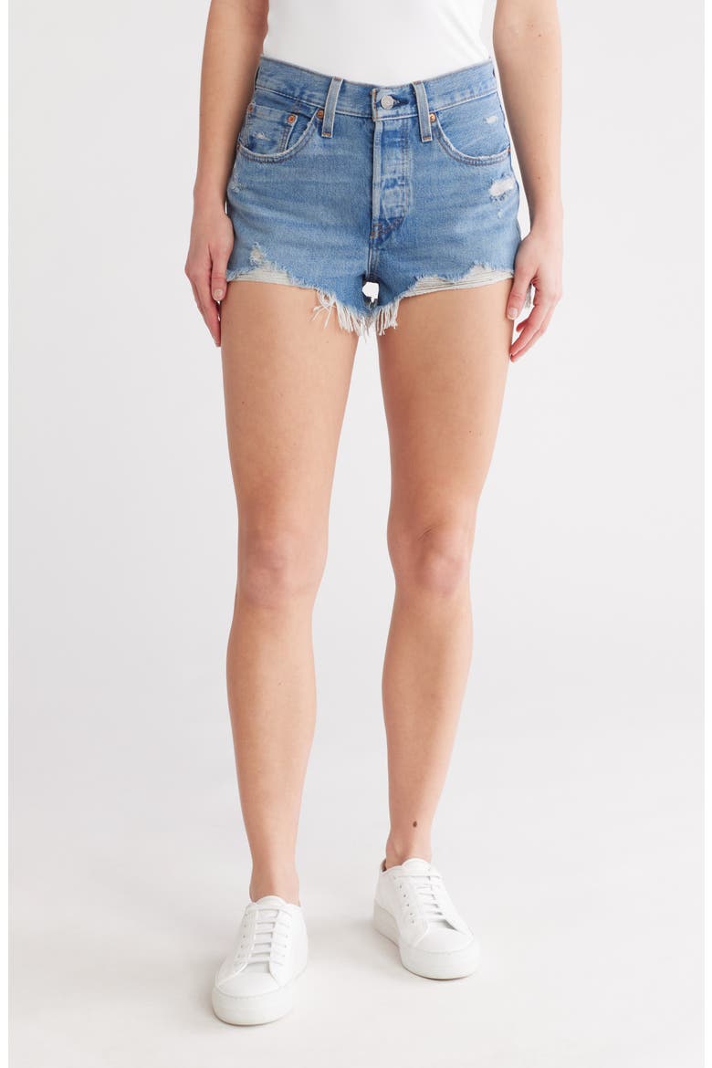 501® Origijnal Cutoff Denim Shorts, Main, color, BLOW BIG HORNS