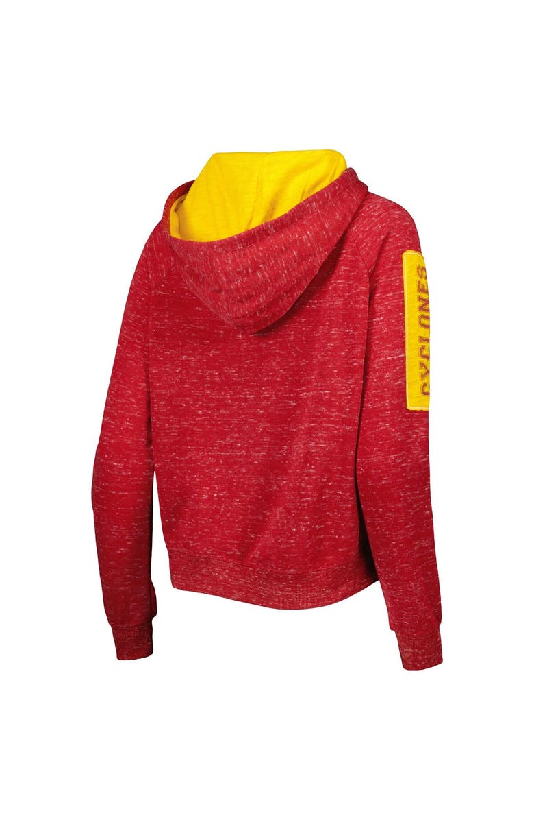 COLOSSEUM Women's Colosseum Cardinal Iowa State Cyclones The Devil Speckle Lace-Placket Raglan Pullover Hoodie, Alternate, color, Cardinal