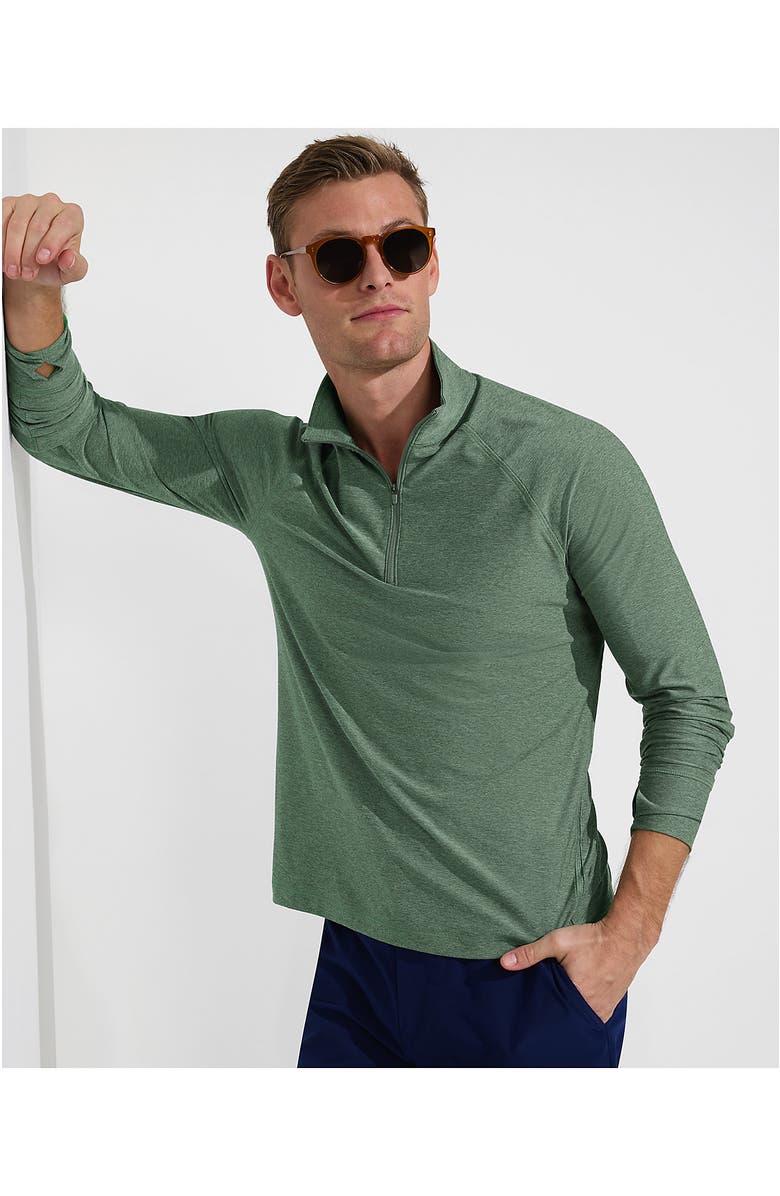 Lands' End UPF 50 Cooling Quarter Zip Mock Neck Rash Guard Shirt, Alternate, color, 