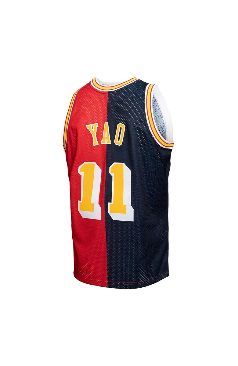 Mitchell & Ness Men's Mitchell & Ness Yao Ming Navy/Red Houston Rockets Hardwood Classics 2004/05 Split Swingman Jersey, Alternate, color, 
