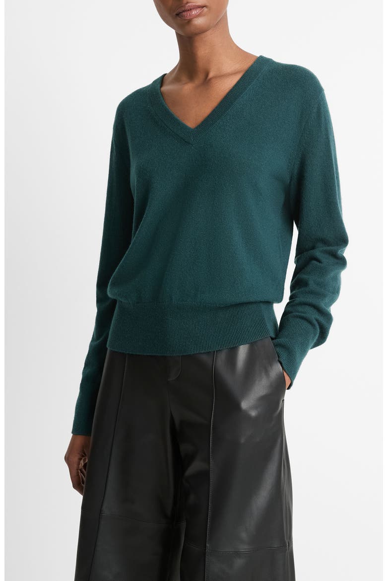 V-Neck Cashmere Sweater, Alternate, color, JUNIPER