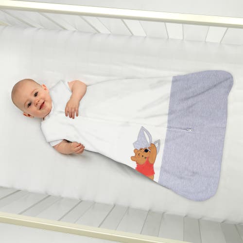 Lambs & Ivy Disney Baby Winnie The Pooh Appliqued Cotton Wearable Blanket In Gray