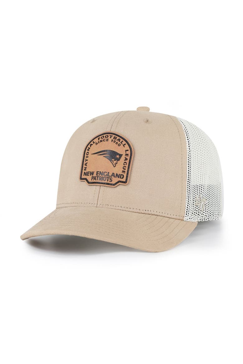 Men's '47 Khaki New England Patriots Bonehide Trucker Adjustable Hat, Main, color, Khaki