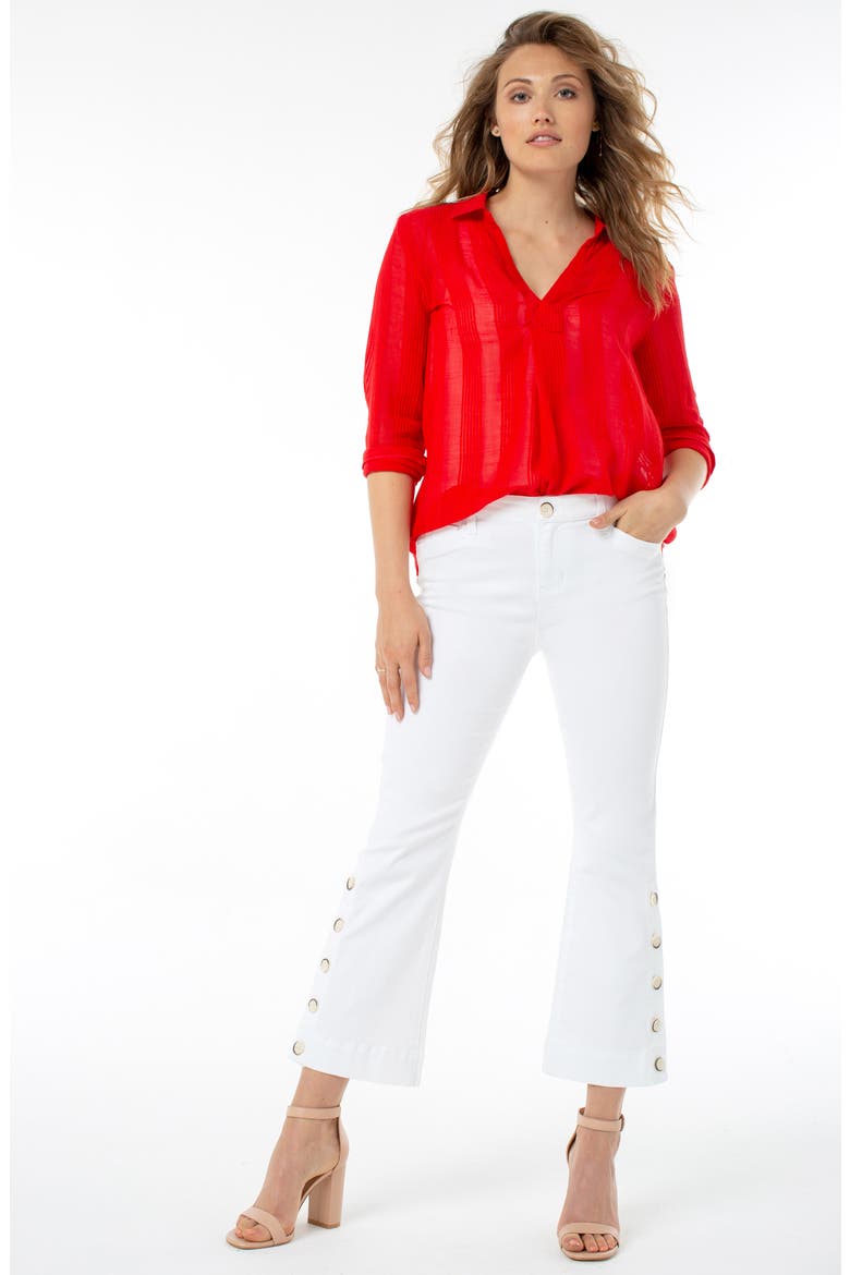 High Waist Button Hem Kick Flare Jeans, Alternate, color, BRIGHT WHITE