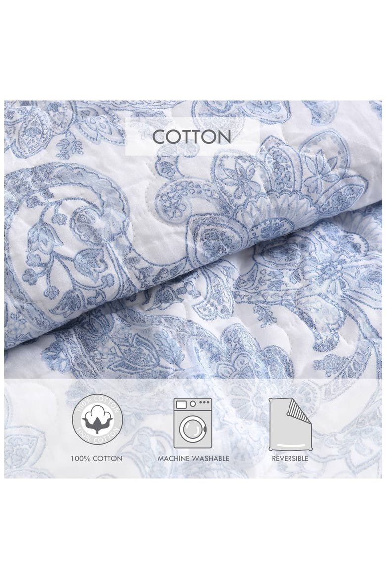 Field of Paisley Reversible Quilt & Sham Set, Alternate, color, BLUE