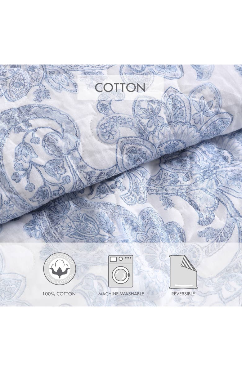 STONE COTTAGE Field of Paisley Reversible Quilt & Sham Set, Alternate, color, Blue