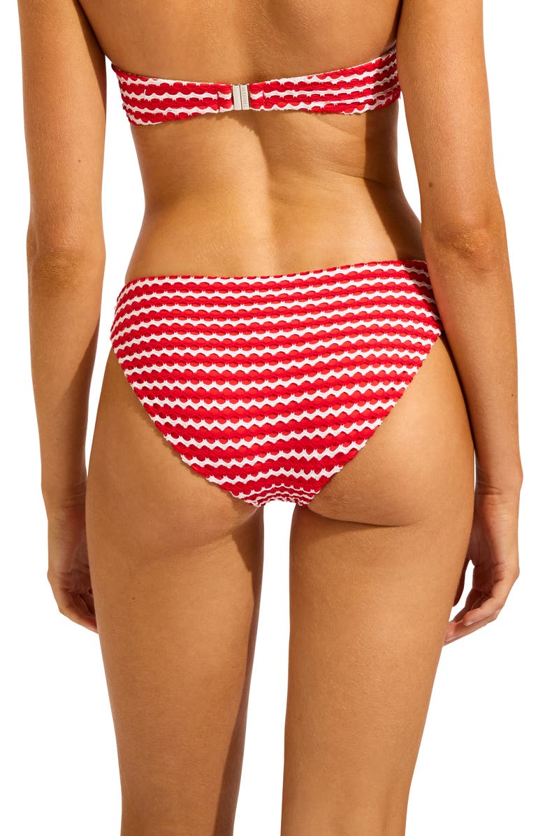 Seafolly Stripe Bikini Bottoms, Alternate, color, Chilli Red/ White