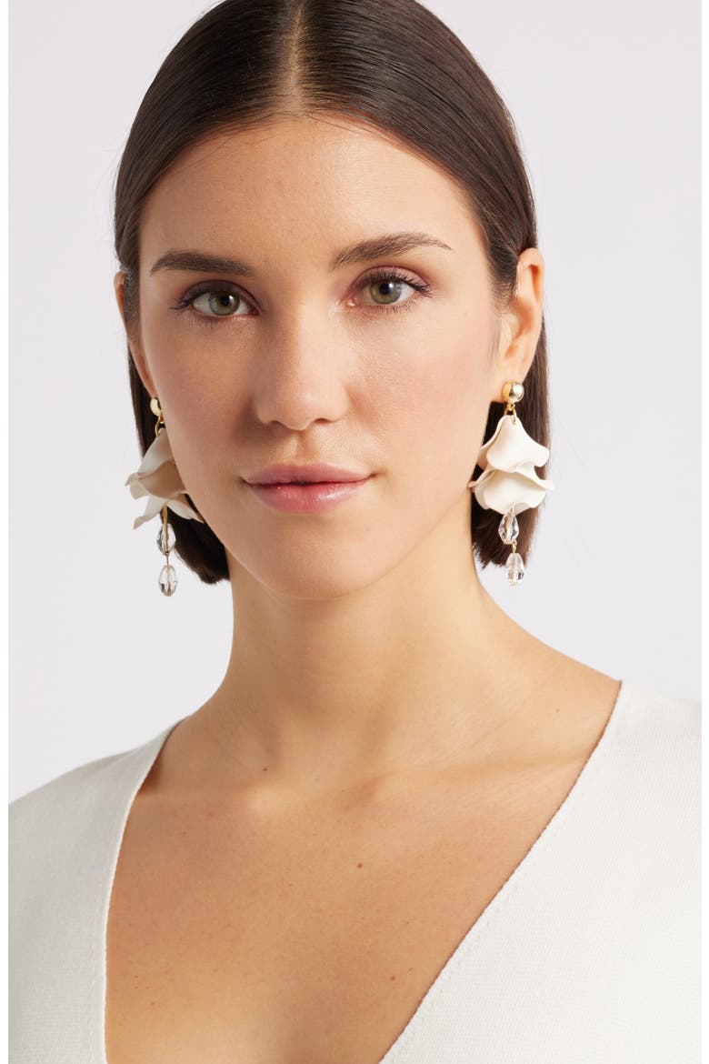 Petal Chandelier Drop Earrings, Alternate, color, IVORY- GOLD