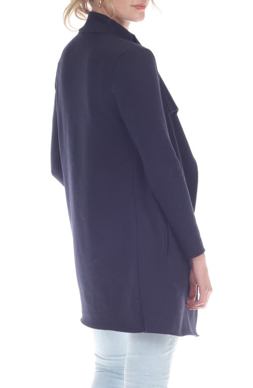 Rain And Rose Drape Neck Jacket In Navy