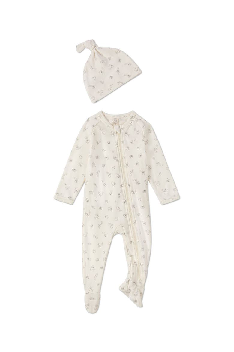 2 Piece Baby Stretch Cotton Footie Set, Main, color, Black