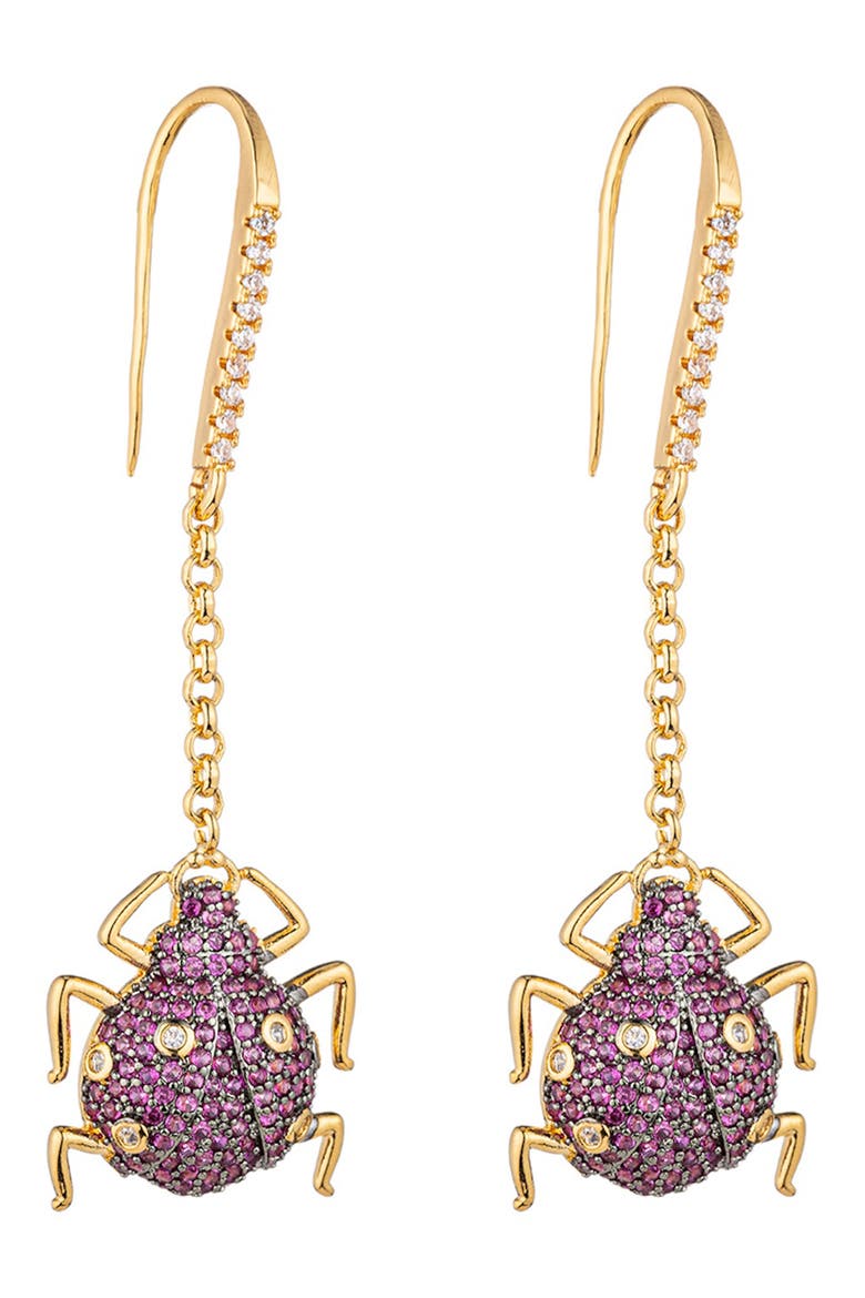 Lexy Beetle Drop Earrings, Main, color, RED
