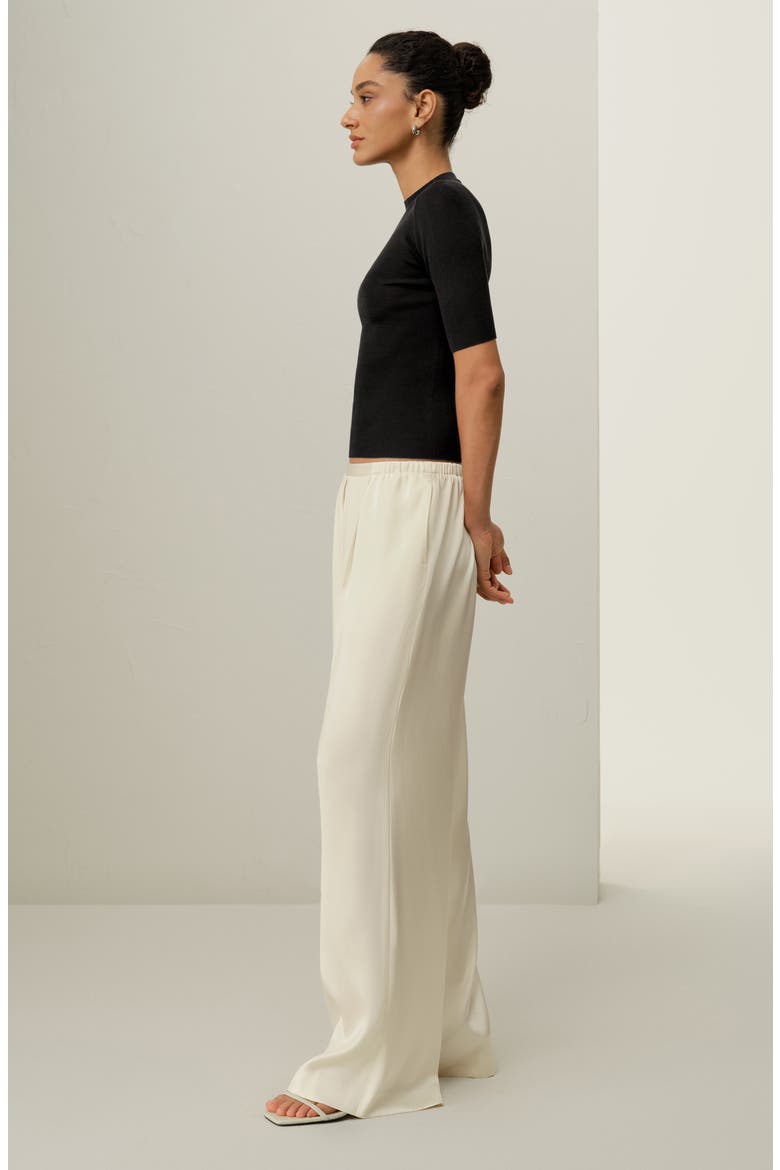 Women's Double Faced Silk Charmeuse Pants, Alternate, color, Lily White