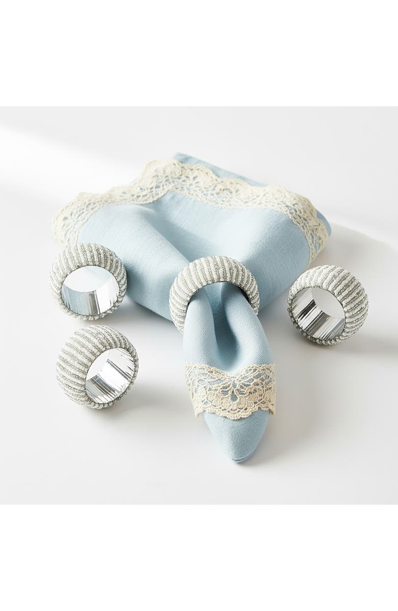 Tiramisu Glacier Stripe Set of 4 Beaded Napkin Rings, Alternate, color,