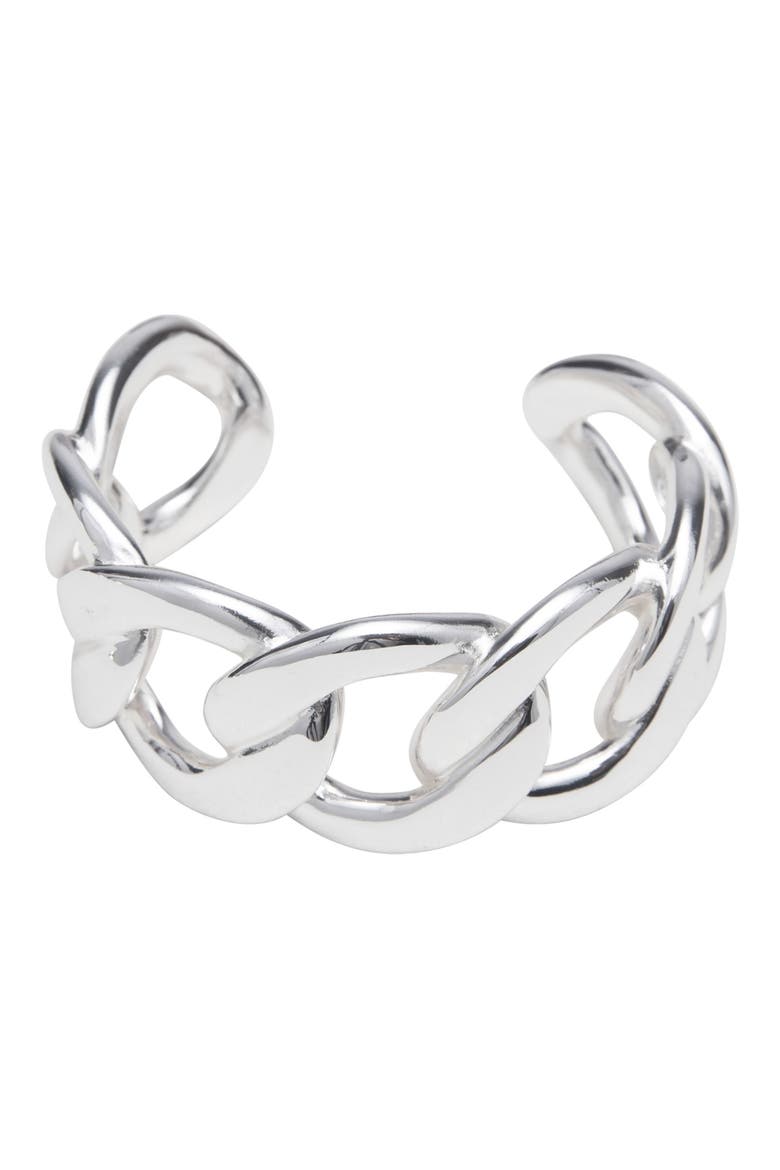 Chunky Curb Link Cuff Bracelet, Main, color, SILVER