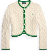 Polo Ralph Lauren Whipstitch Trim Cable Stitch Cardigan