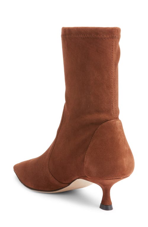 Stuart Weitzman Naomi 50 Bootie In Deep Coffee Stretch Suede