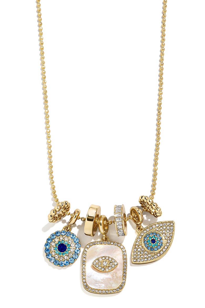 Evil Eye Multicharm Necklace, Main, color, BLUE