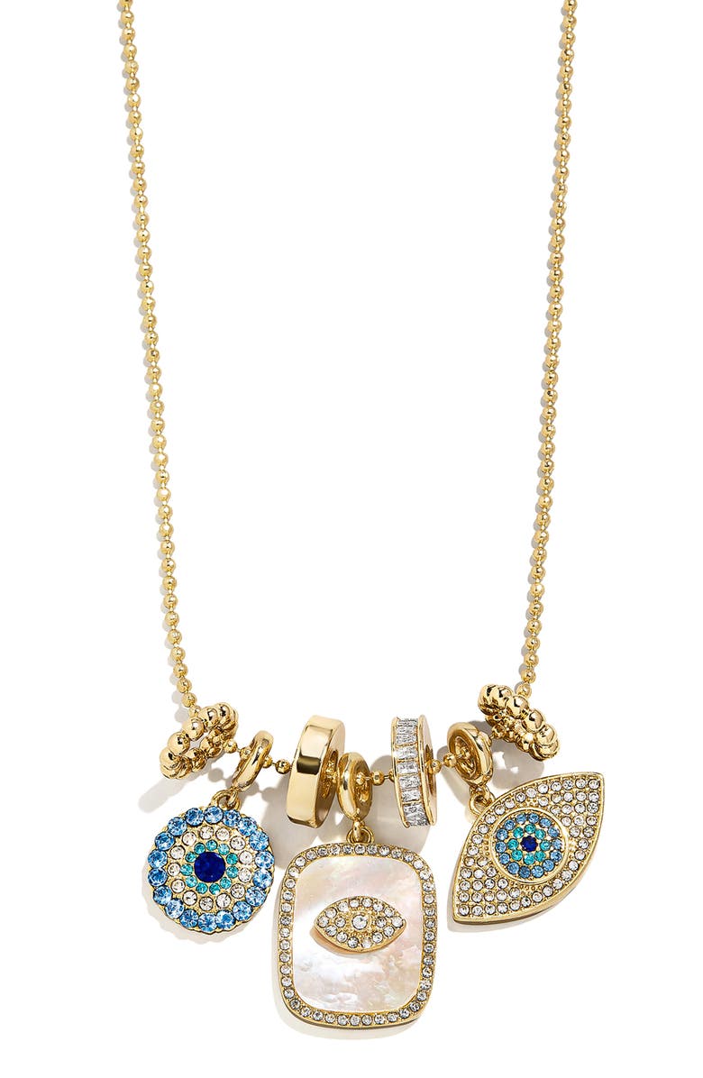 BaubleBar Evil Eye Multicharm Necklace, Main, color, Blue