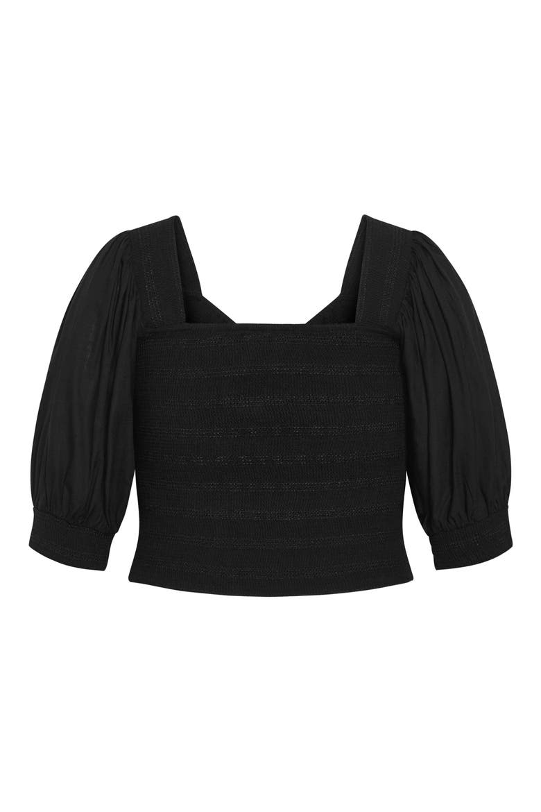 Alejandra Smocked Crop Top, Alternate, color, BLACK