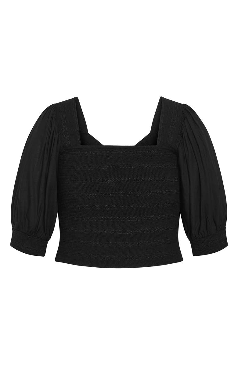 City Chic Alejandra Smocked Crop Top, Alternate, color, Black