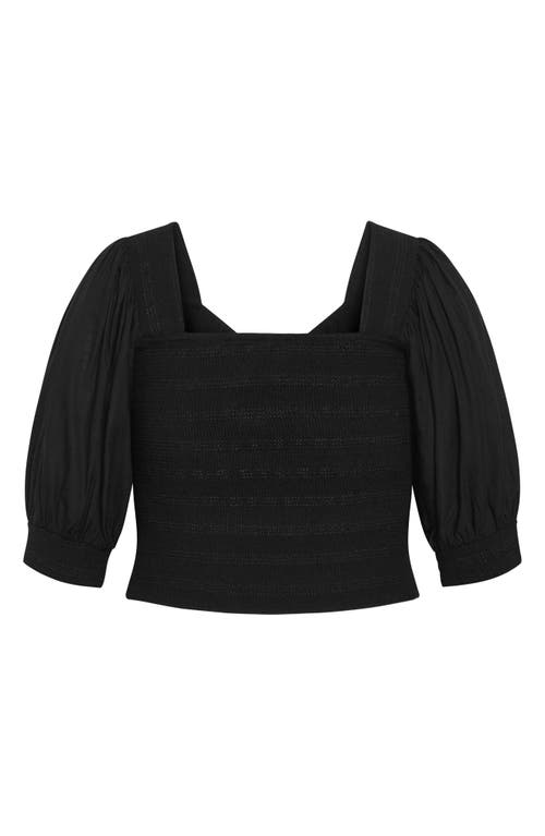 City Chic Alejandra Smocked Crop Top In Black