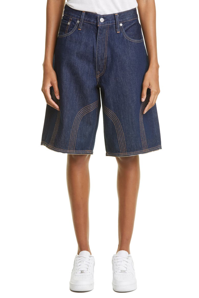 Unisex Baggy Convertible Straight Leg Jeans, Alternate, color, INDIGO