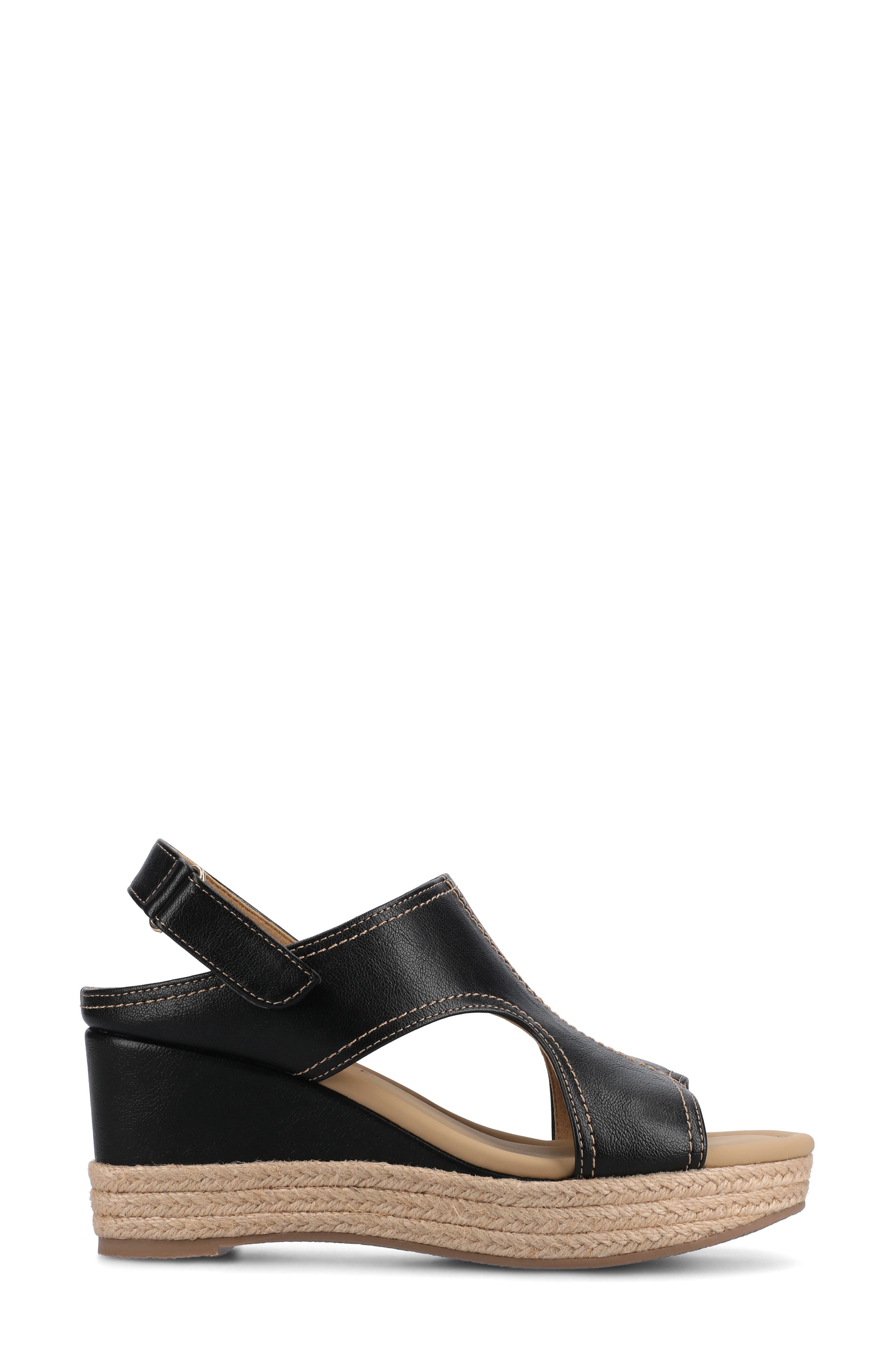 Journee Collection Rayleigh Wedge Sandal, Alternate, color, Black