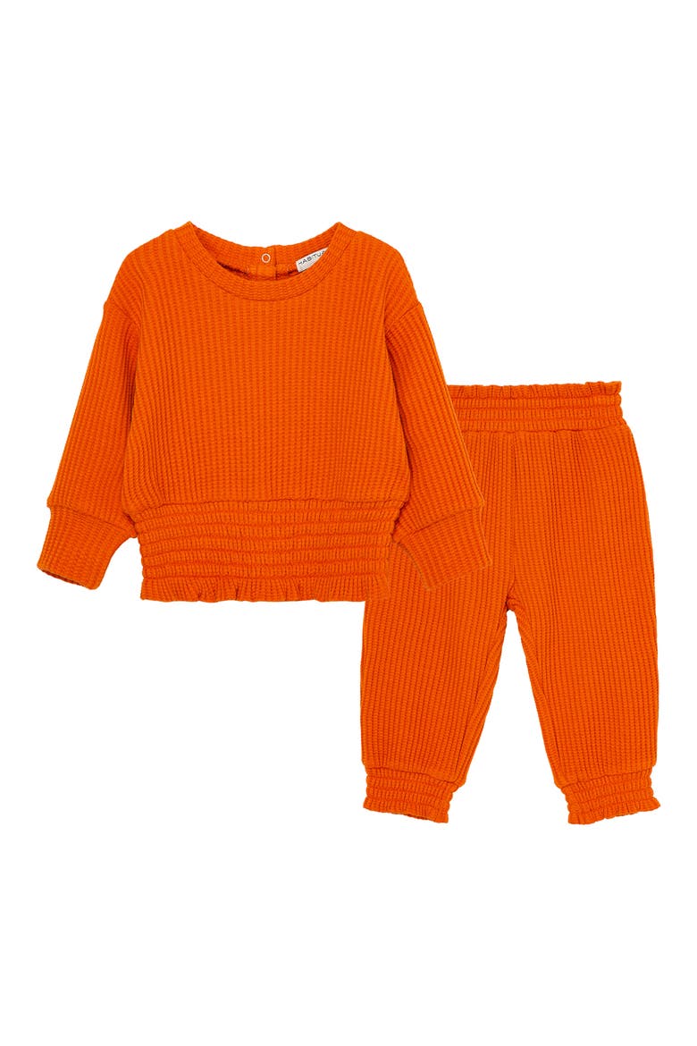 Smocked Hem Top & Pants Set, Main, color, RUST
