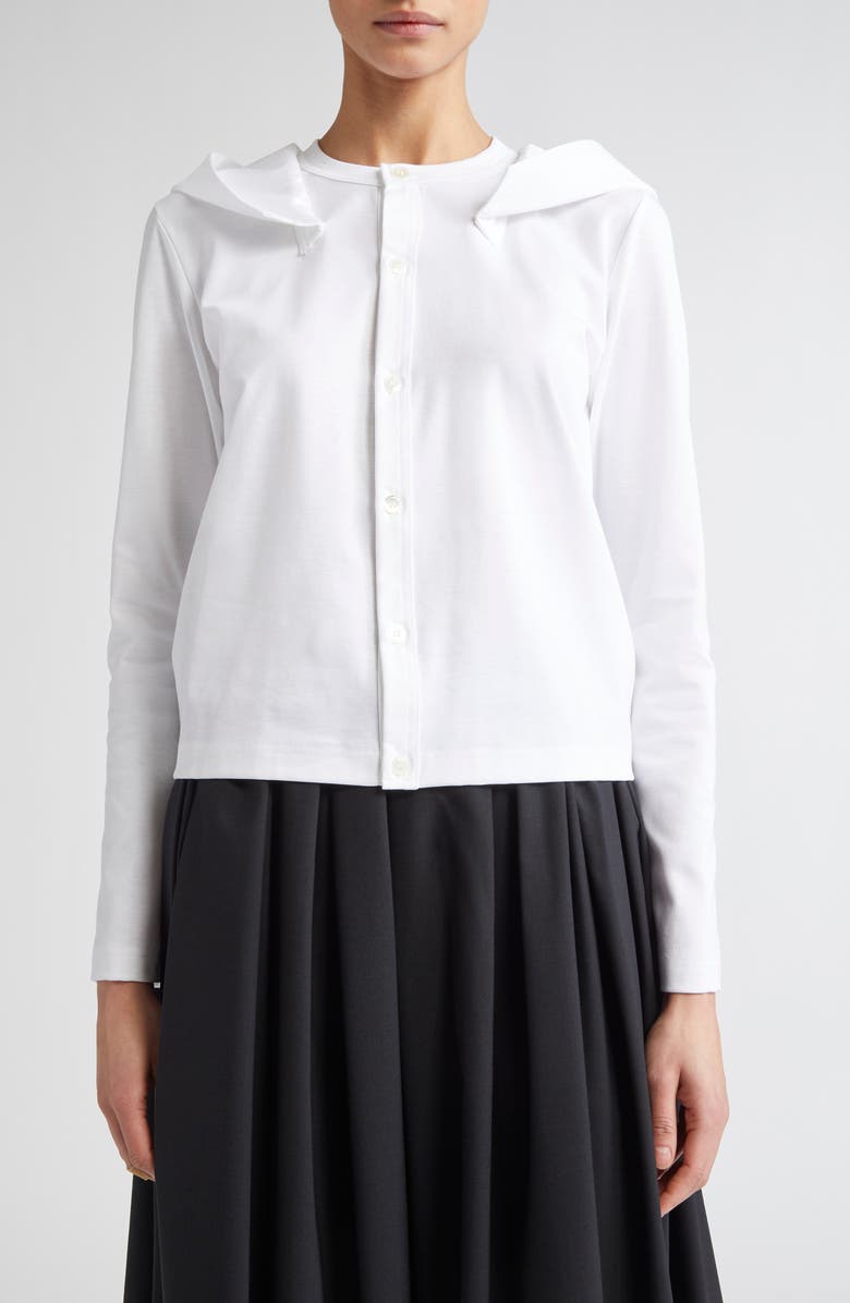 Noir Kei Ninomiya Hooded Cotton Ponte Cardigan, Main, color, 