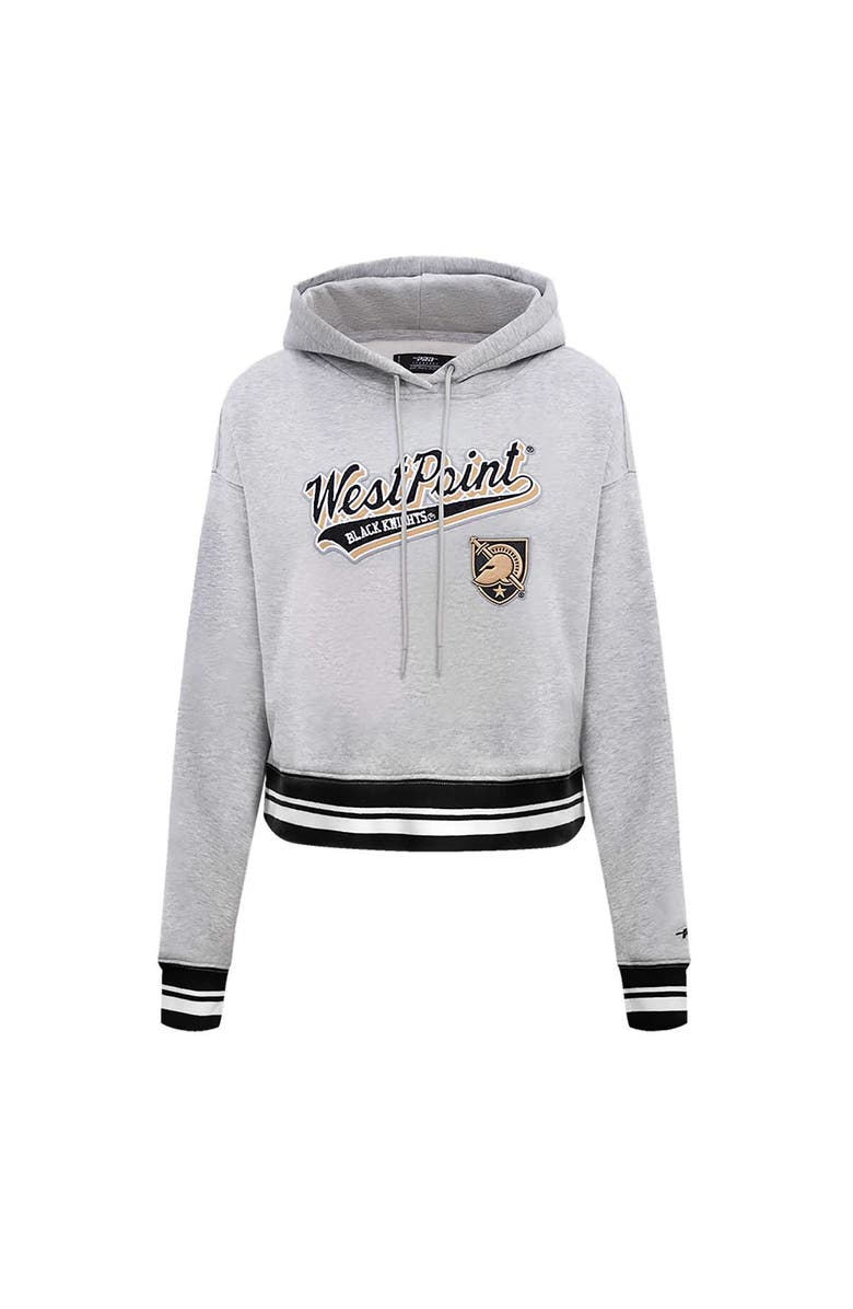 PRO STANDARD Women's Pro Standard Heather Gray Army Black Knights Script Tail Fleece Cropped Pullover Hoodie, Alternate, color, Heather Gray