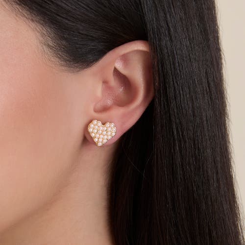 Jessica Simpson Pearl Stud Earring Set Of 3 In Gold