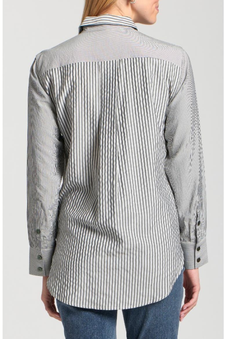 Mixed Stripe Button-Up Shirt, Alternate, color, GREY/ WHITE