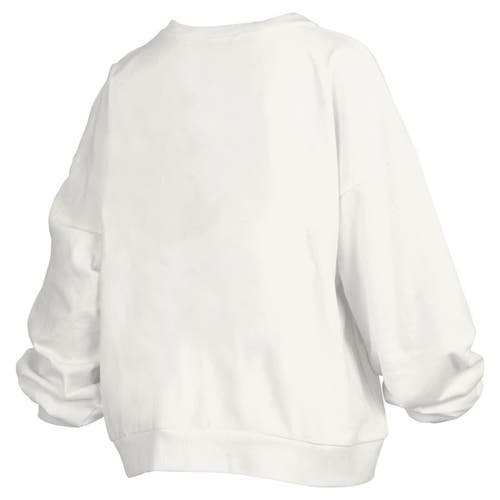 Pressbox White Texas Longhorns Janice Retro Logo Oversized Pullover Sweatshirt In White