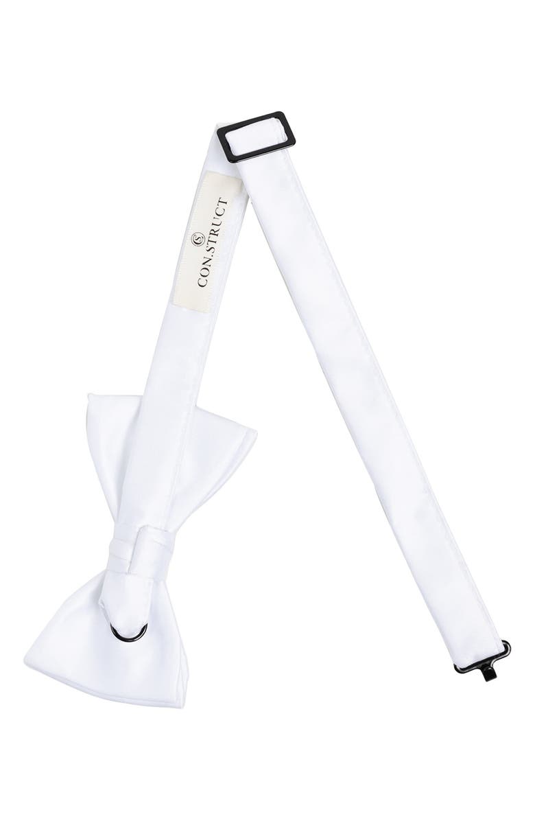 CONSTRUCT Solid Satin Pre-Tied Bow Tie, Alternate, color, White