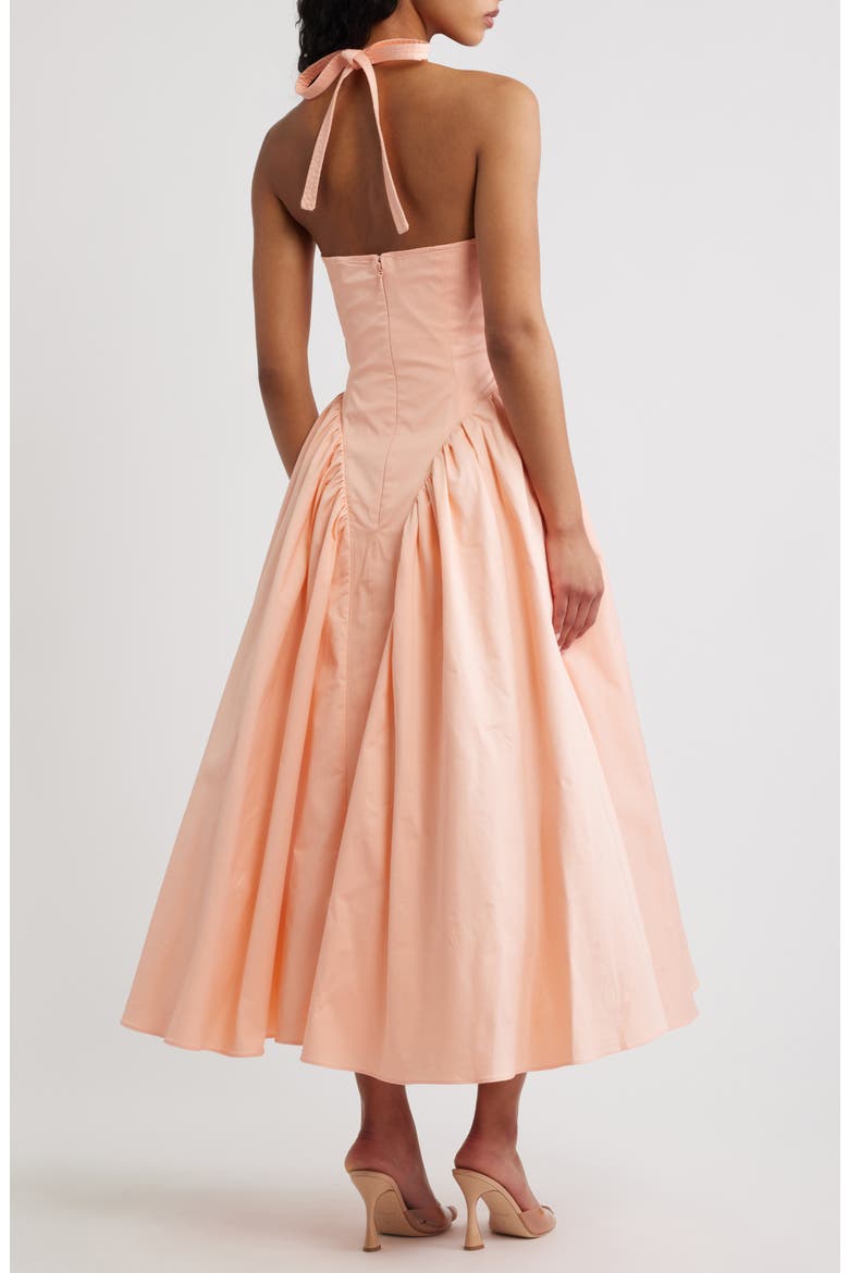 Marilyn Halter Stretch Cotton Midi Sundress, Alternate, color, PEACH