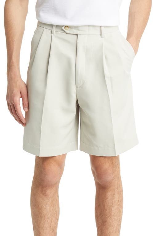 Berle Microfiber Pleated Shorts in Stone 