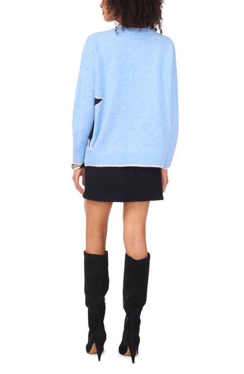 Vince Camuto Star Detail Crewneck Sweater In Blue