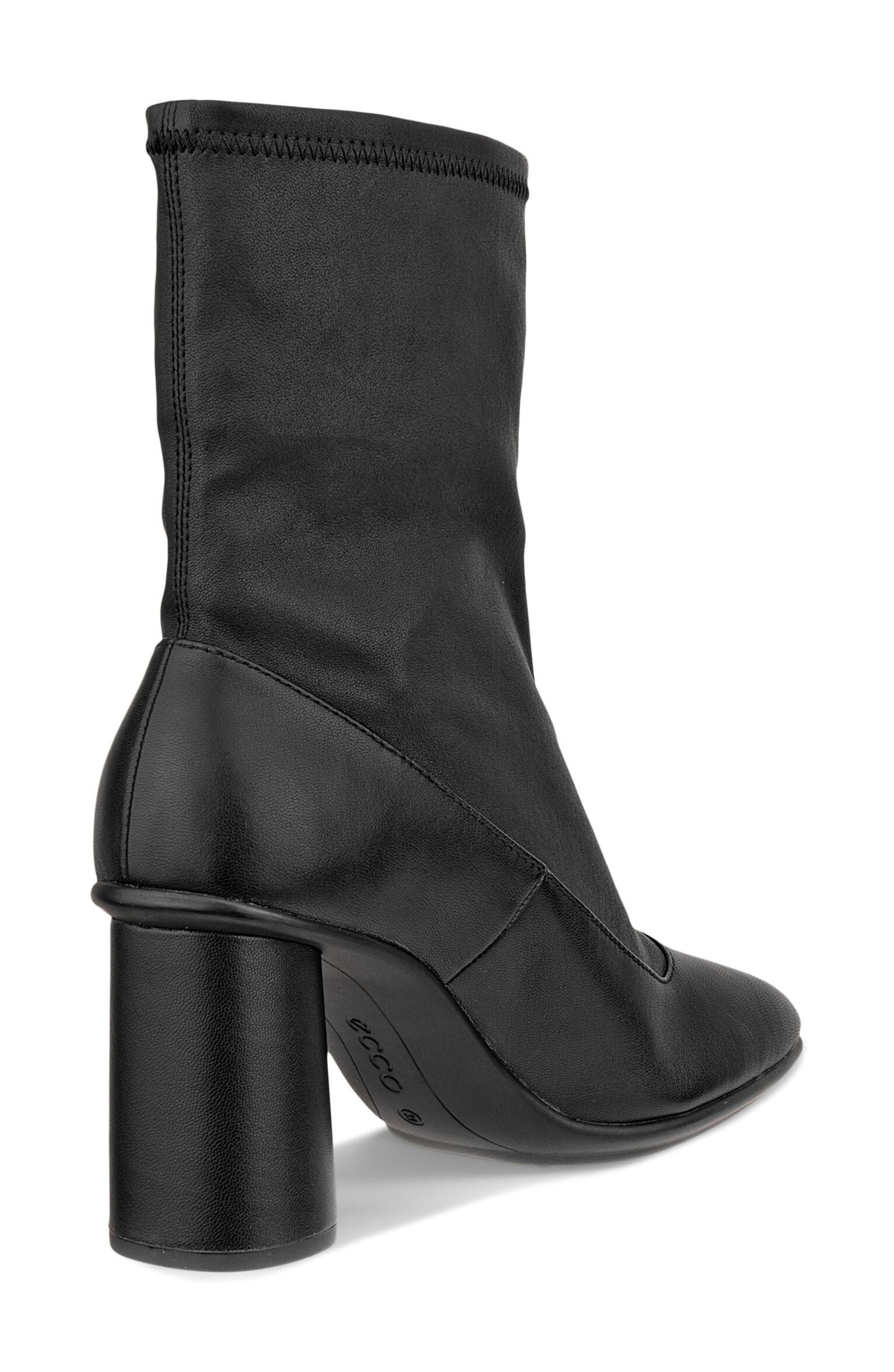 Sculpted Alba Block Leather Bootie, Alternate, color, BLACK