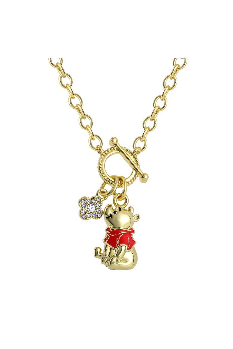 Winnie the Pooh Charm Necklace for Women, 18k Gold Flash Plate, 18"+2", Main, color, Metallic Gold