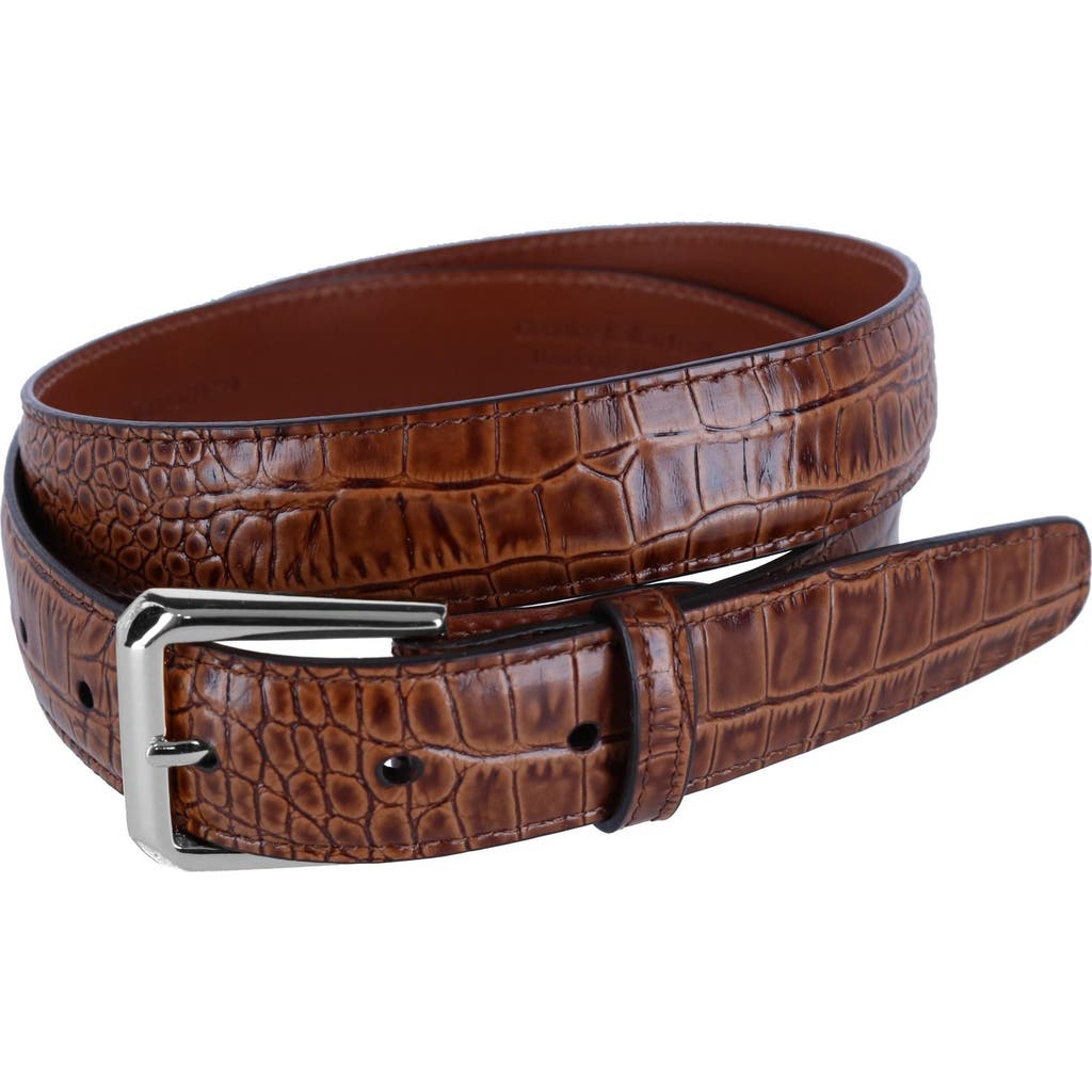 Trafalgar 30mm Mock Alligator Embossed Italian Leather Belt in Tan  product
