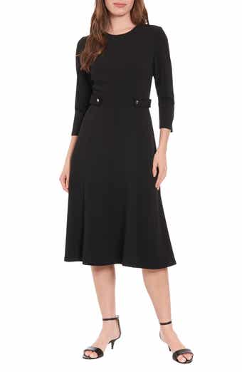 Gold Button Fit & Flare Dress