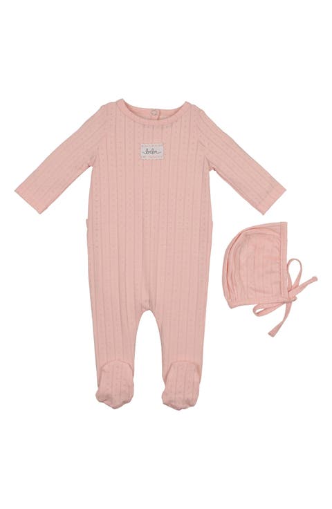 Bebe Pointelle Footie & Hat Set (Baby)