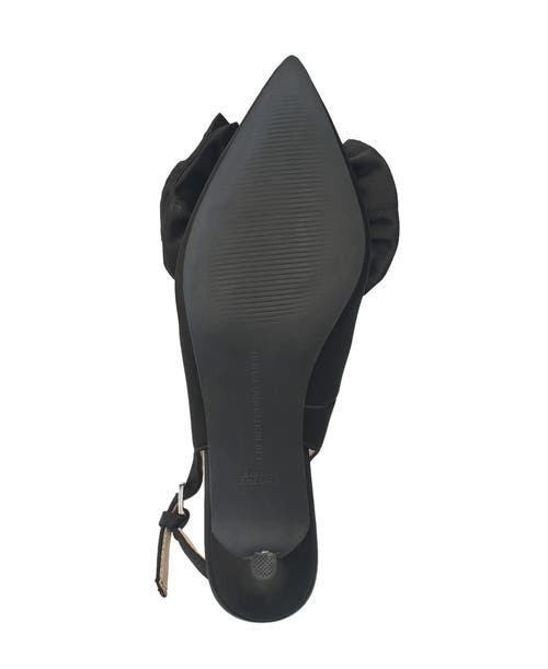 French Connection Quinn Bow Womens Bow Satin Slingback Heels In Black