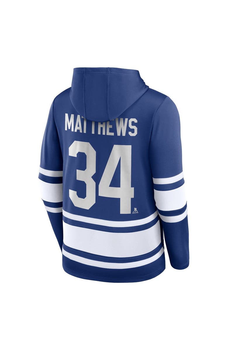 FANATICS Men's Fanatics Branded Auston Matthews Blue Toronto Maple Leafs Name & Number Lace-Up Pullover Hoodie, Alternate, color, 