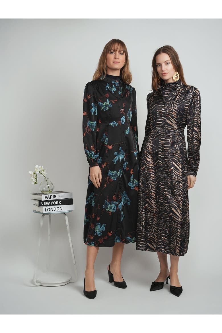 Midi Dress & Matching Top Button-Front Woven Set, Alternate, color, Black
