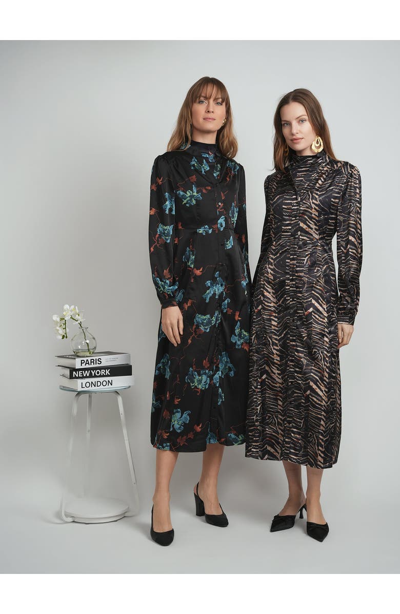 The Norway Club Midi Dress & Matching Top Button-Front Woven Set, Alternate, color, Black
