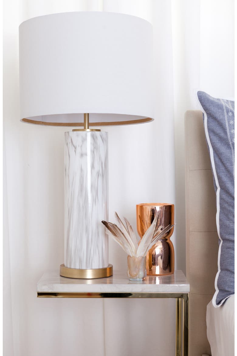 Marble Column Table Lamp, Alternate, color, GREY WHITE