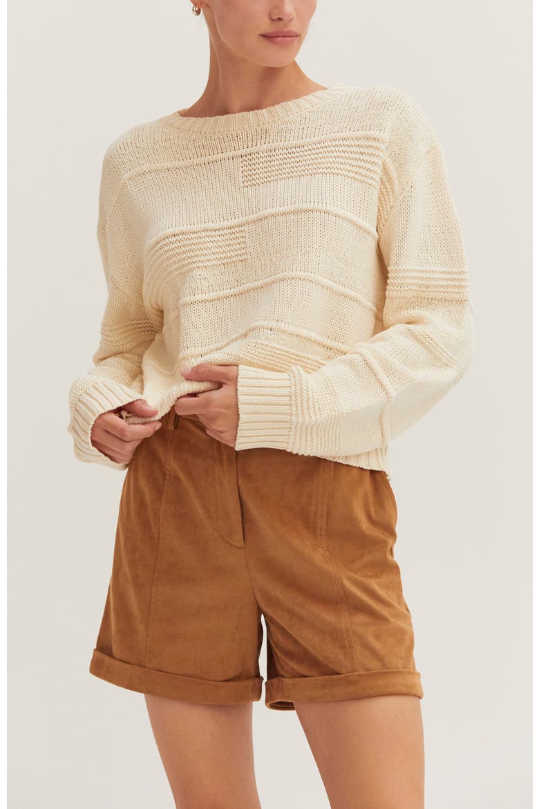 Textured Striped Sweater, Main, color, Cream